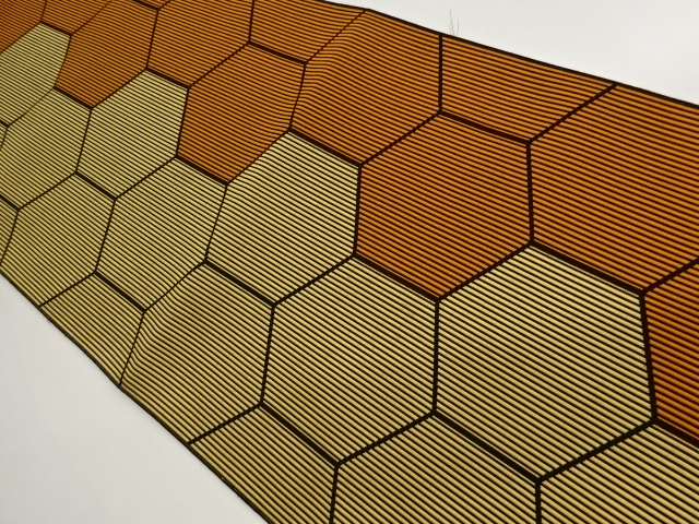 亀甲に縞模様織出し名古屋帯